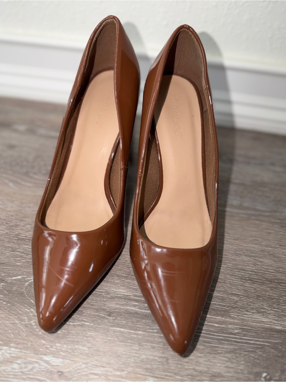 Brown Patent Pointed-Toe Women's Pumps